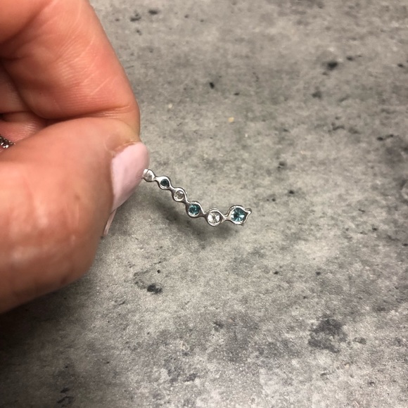 14K White Gold & 1CT Blue/White Diamond Necklace - Picture 3 of 3